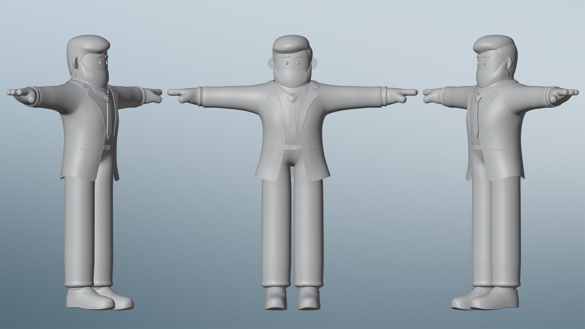 Minimal Business Man Cartoon Character 3D model_4