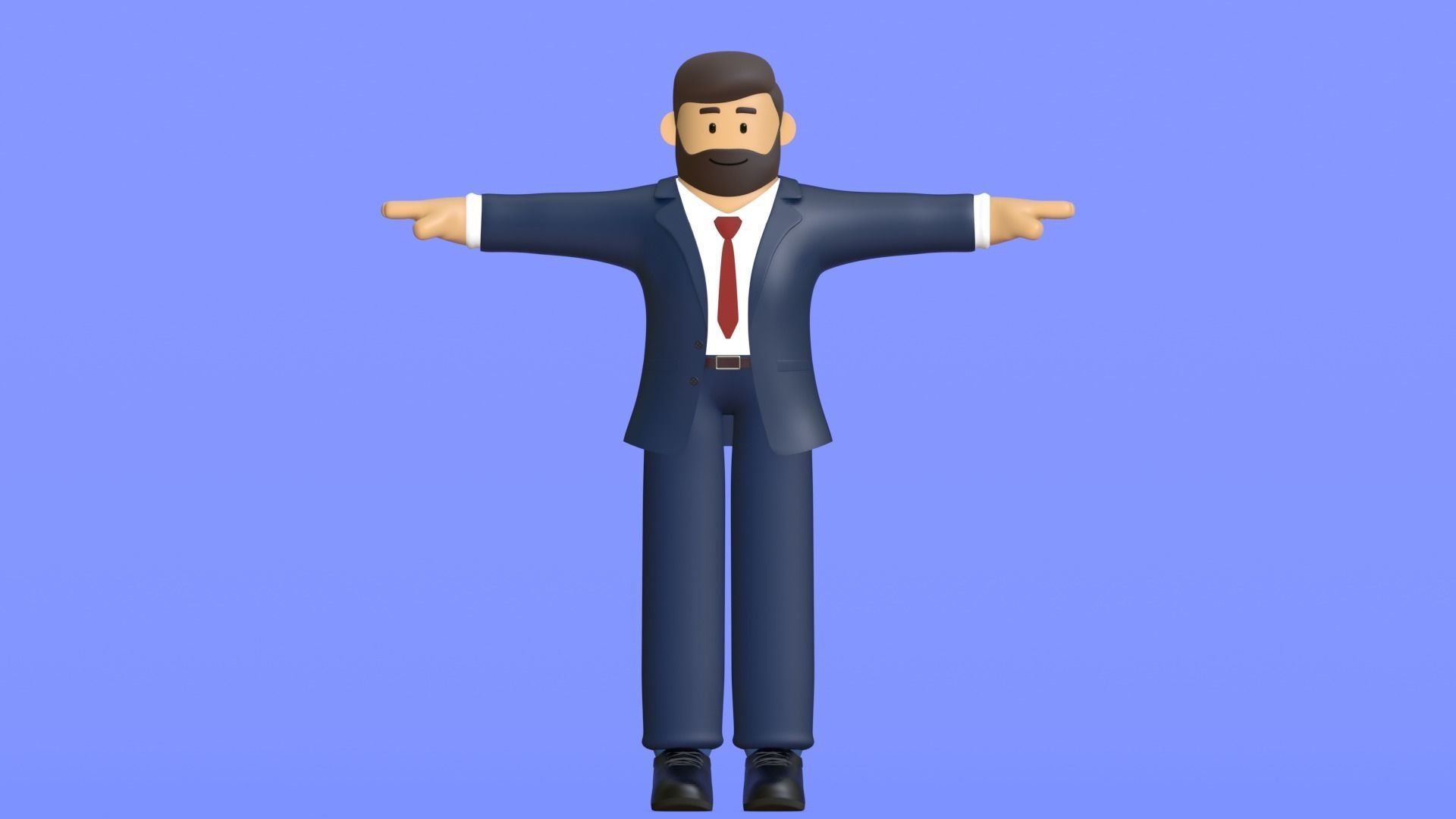 Minimal Business Man Cartoon Character 3D model_12