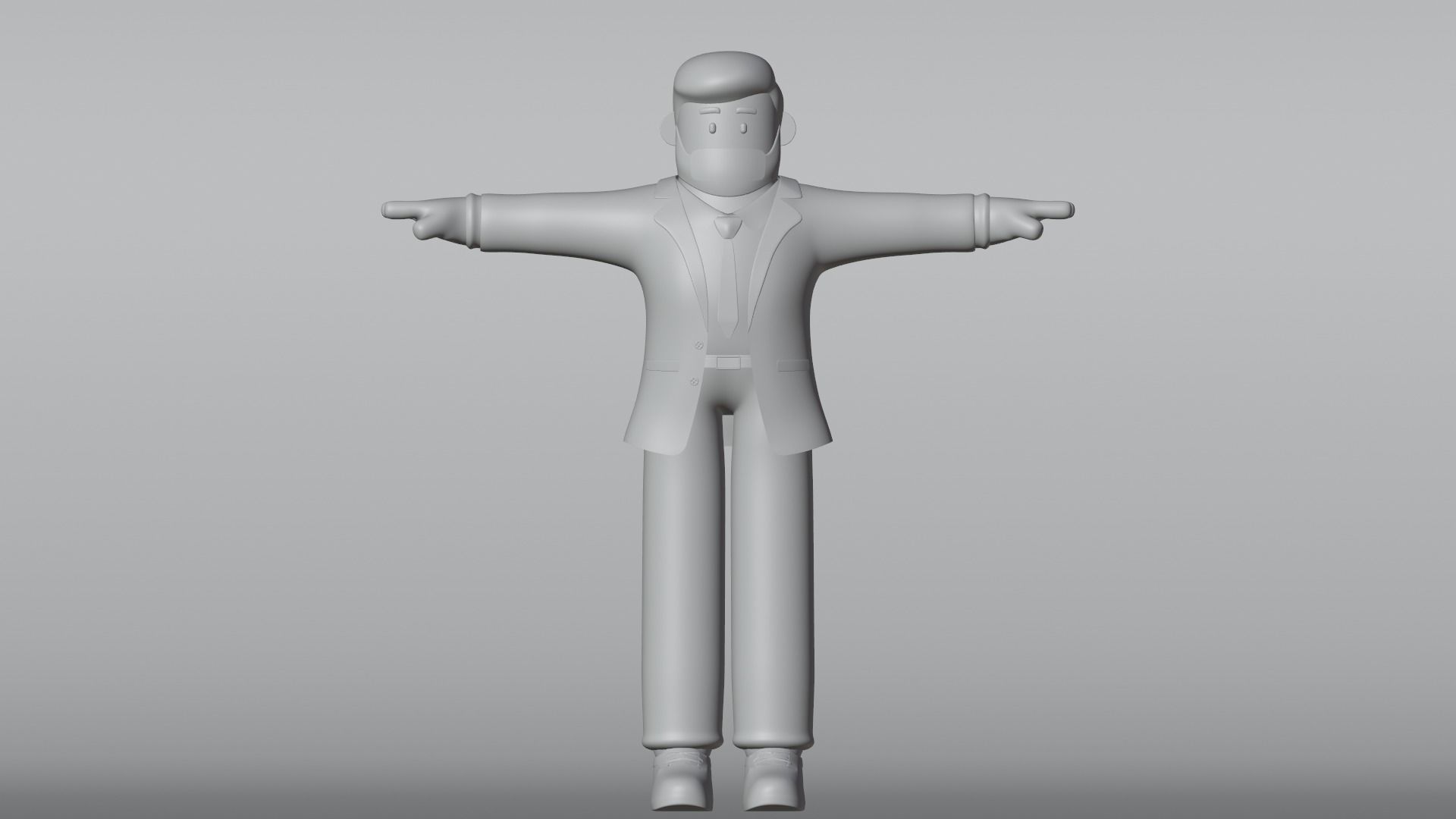 Minimal Business Man Cartoon Character 3D model_16