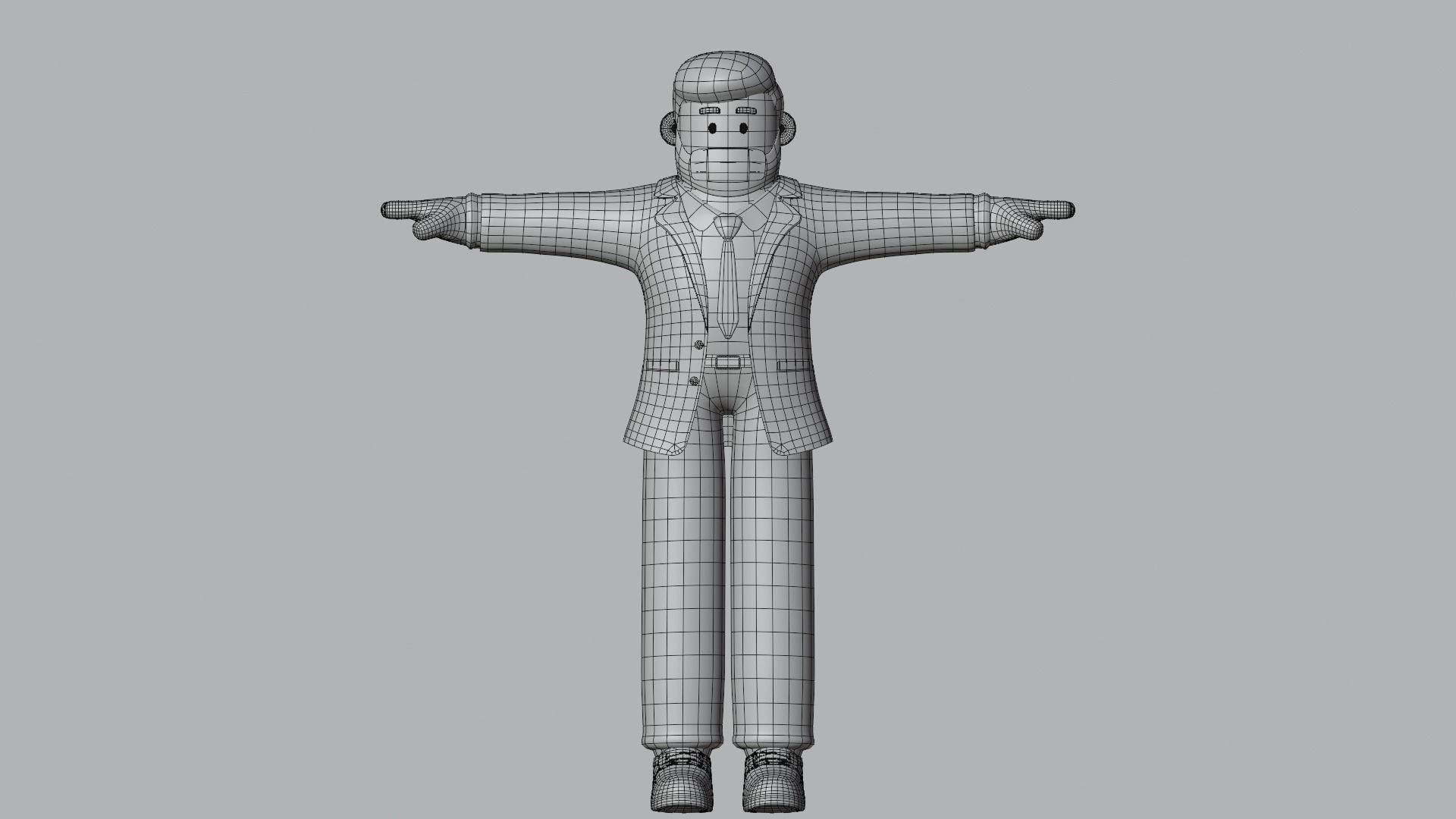 Minimal Business Man Cartoon Character 3D model_20