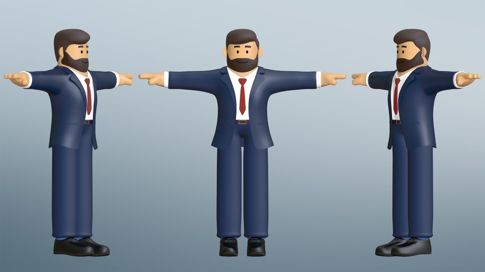 Minimal Business Man Cartoon Character 3D model_3