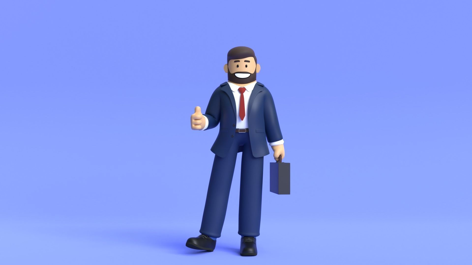 Minimal Business Man Cartoon Character 3D model_7
