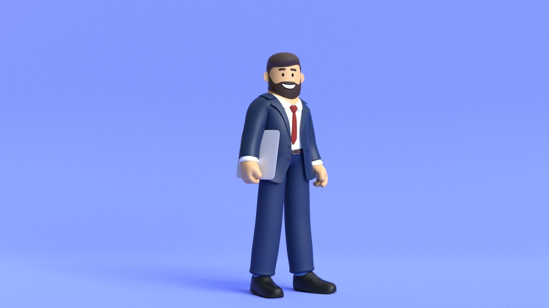 Minimal Business Man Cartoon Character 3D model_6