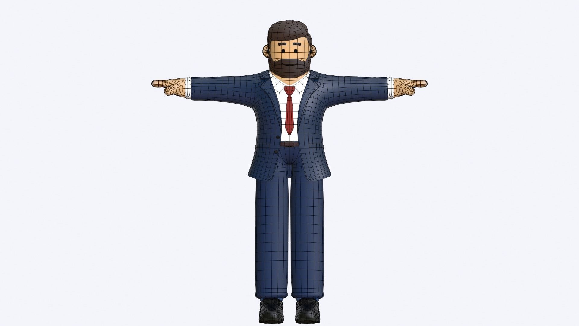 Minimal Business Man Cartoon Character 3D model_24