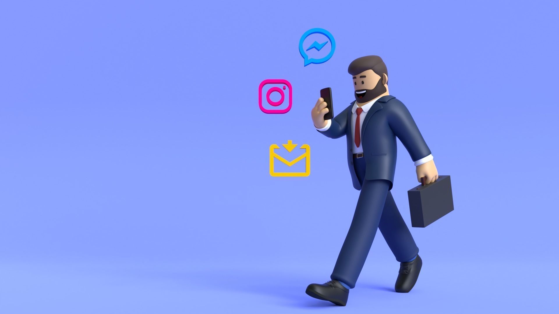 Minimal Business Man Cartoon Character 3D model_5
