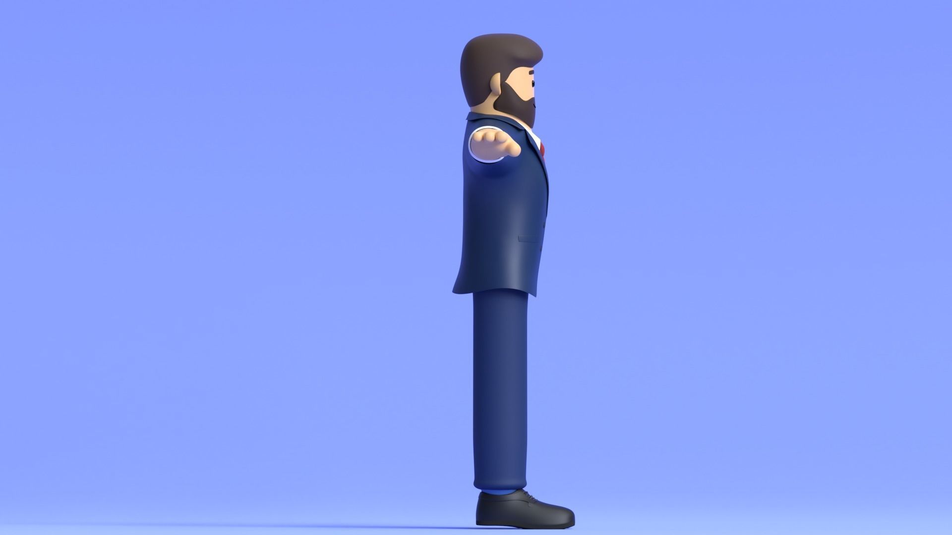 Minimal Business Man Cartoon Character 3D model_9