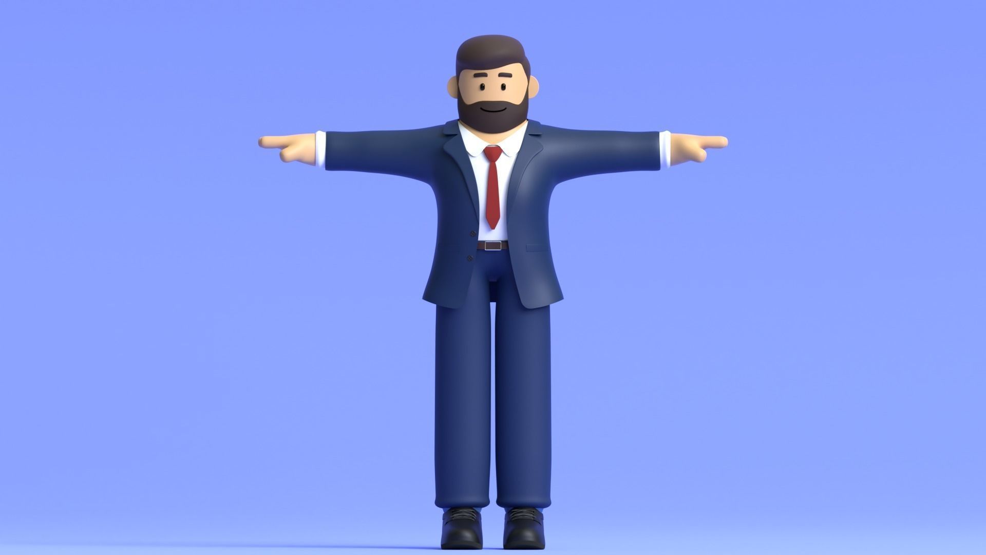 Minimal Business Man Cartoon Character 3D model_8