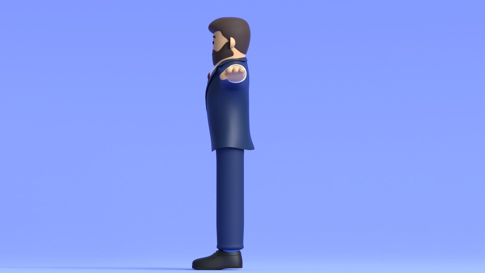 Minimal Business Man Cartoon Character 3D model_11