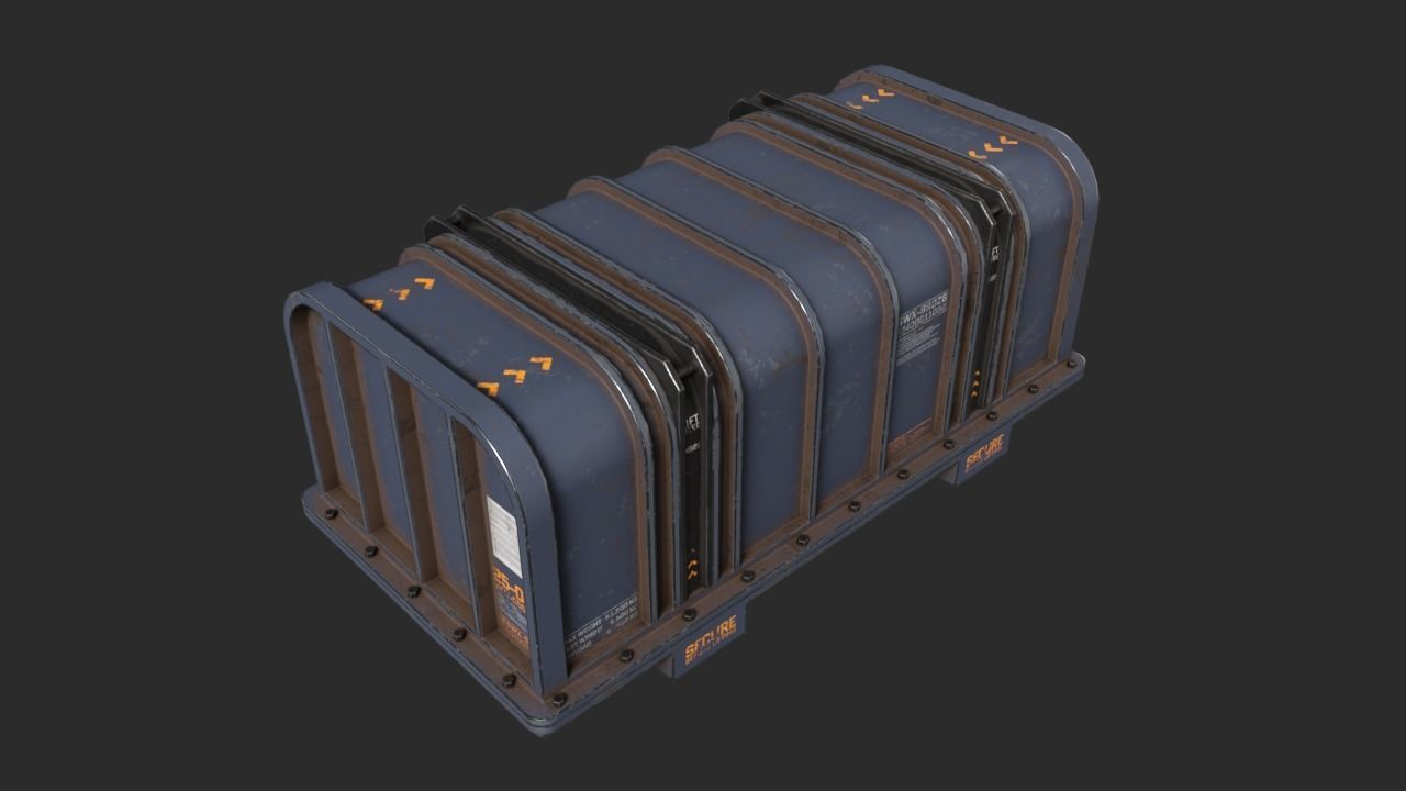 Sci-Fi Containers Pack Low-poly 3D model_6