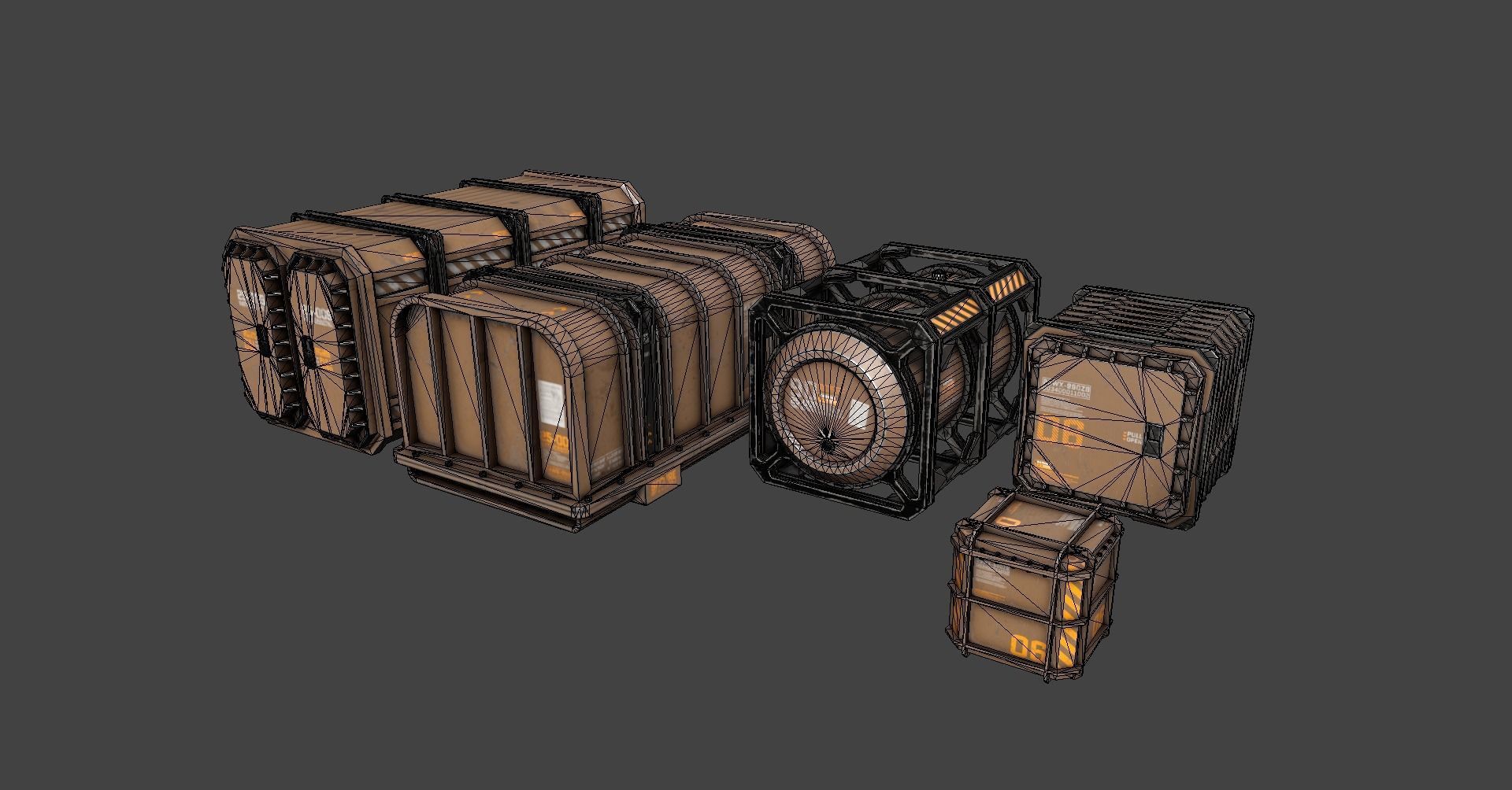Sci-Fi Containers Pack Low-poly 3D model_22