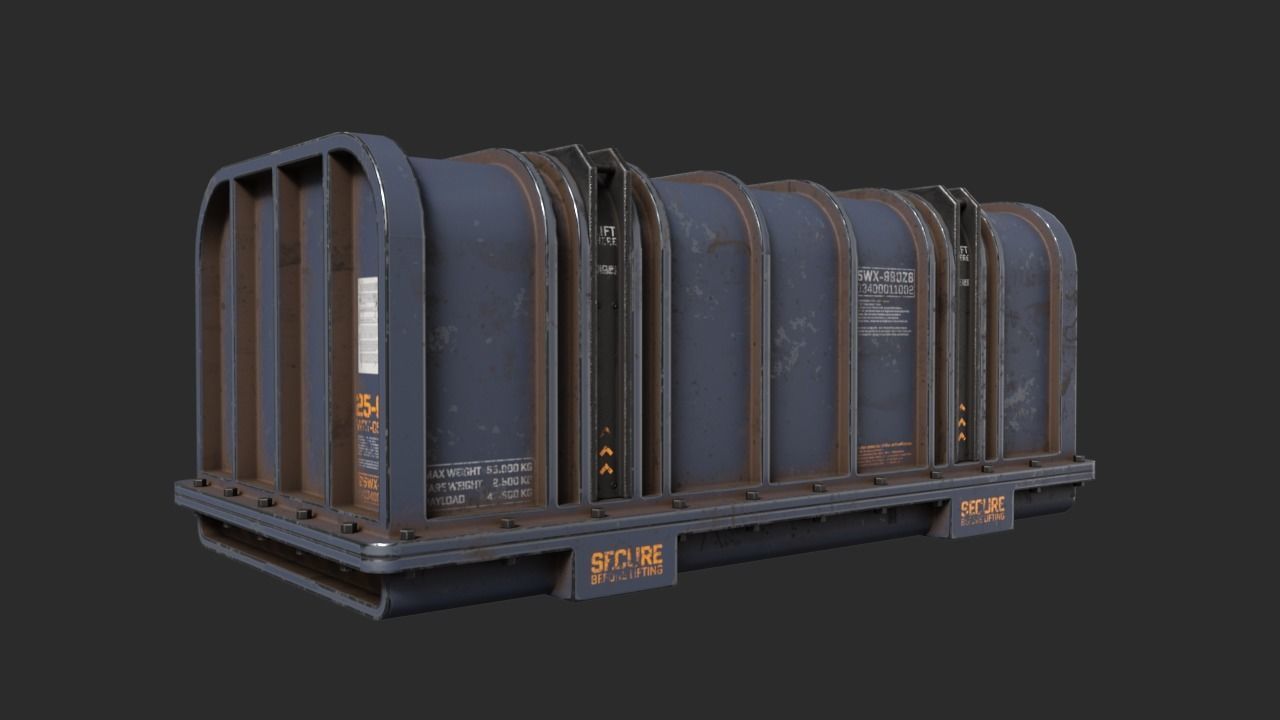Sci-Fi Containers Pack Low-poly 3D model_7