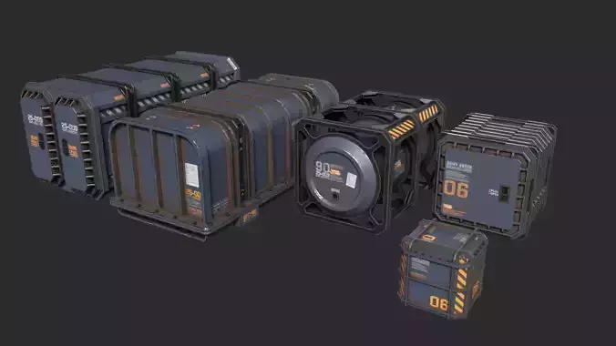 Sci-Fi Containers Pack Low-poly 3D model Sci-Fi Containers Pack Low-poly 3D model
