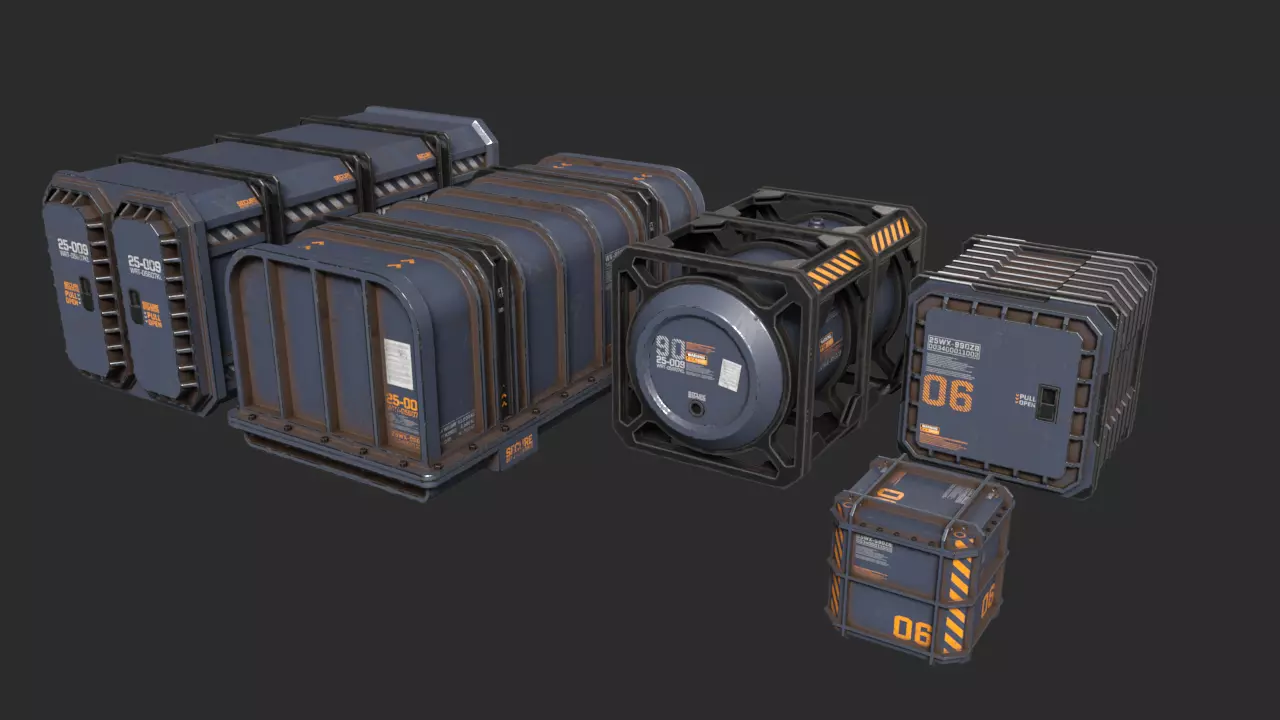 Sci-Fi Containers Pack Low-poly 3D model_0