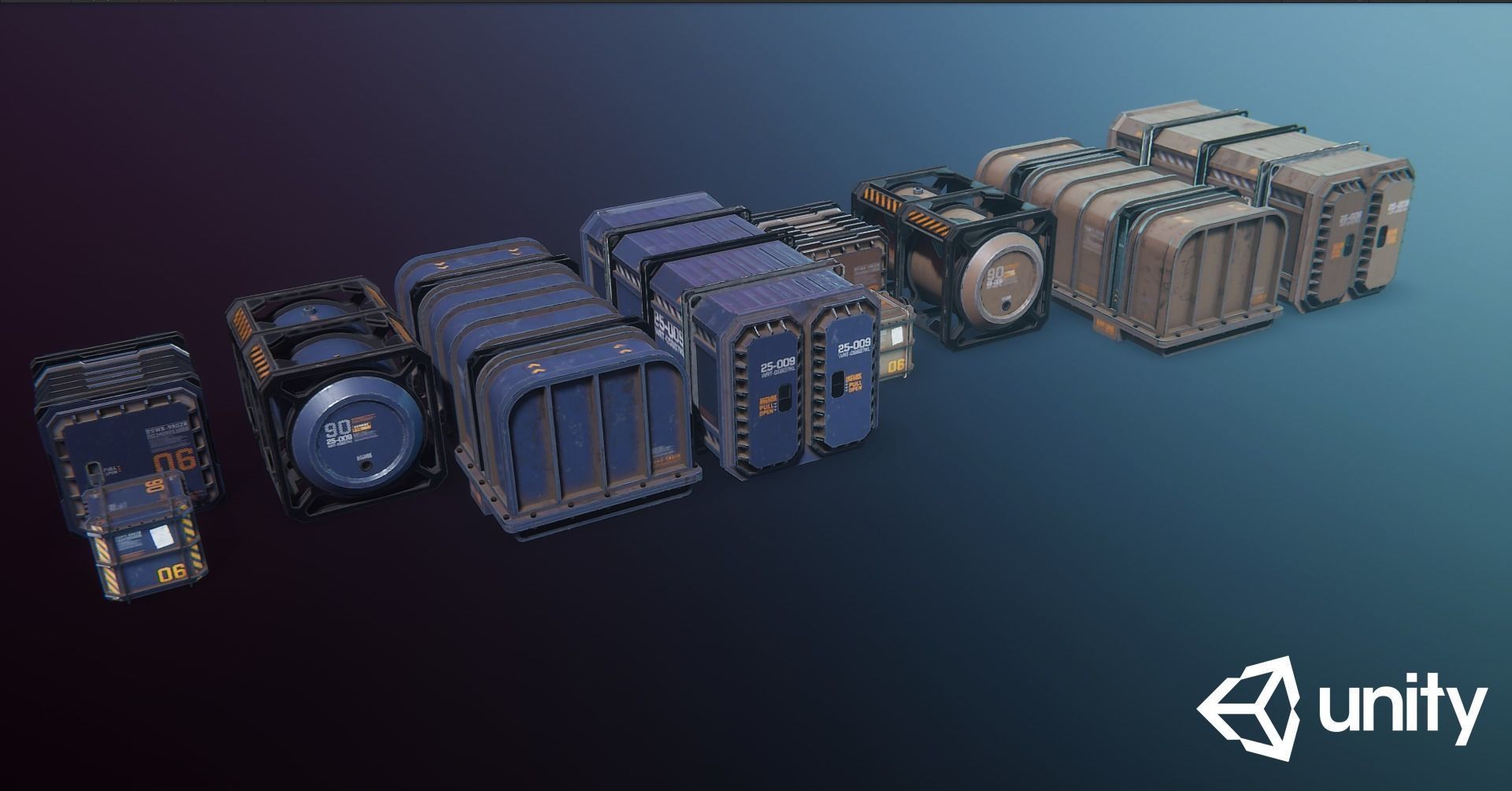 Sci-Fi Containers Pack Low-poly 3D model_29
