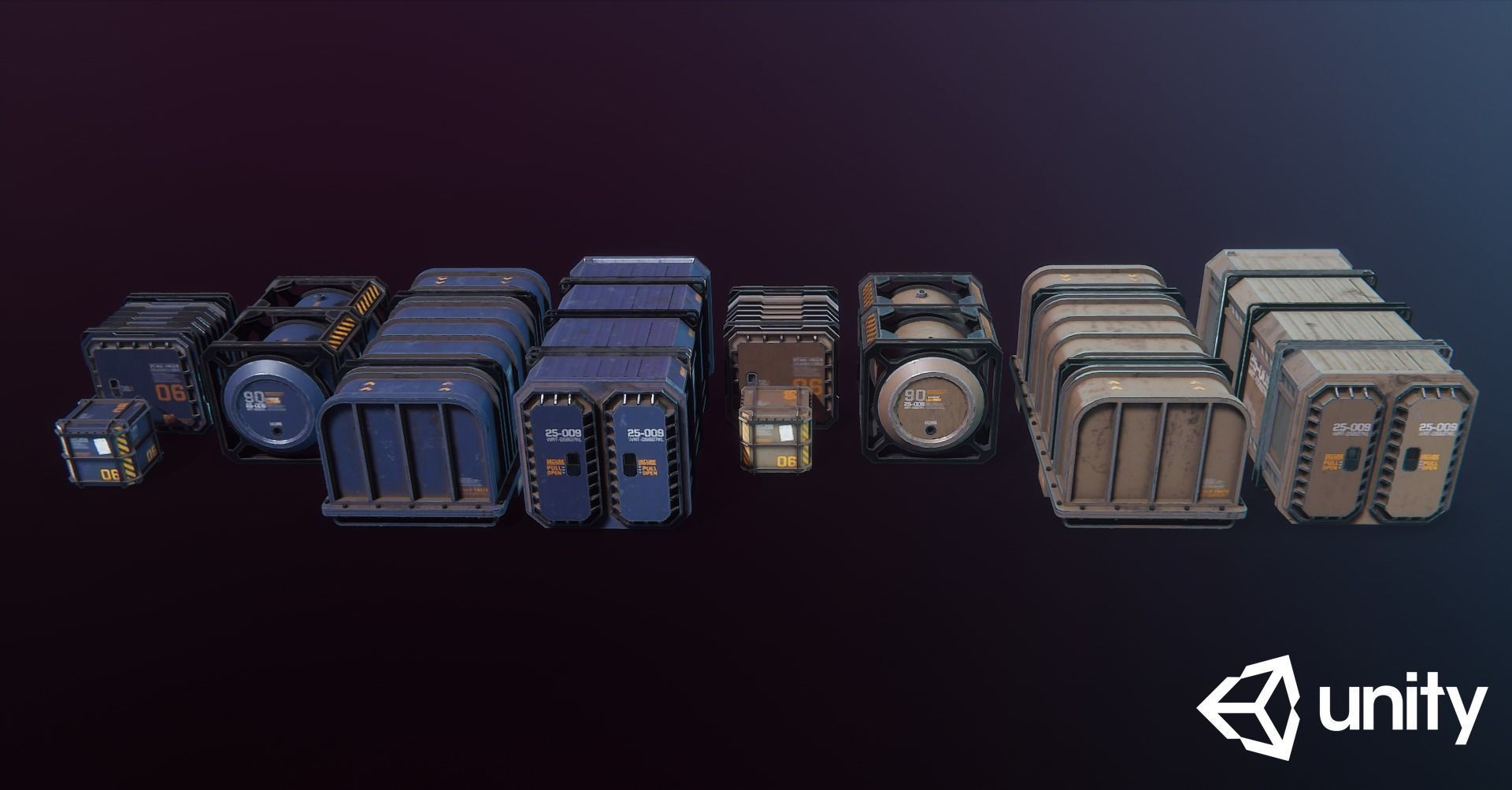 Sci-Fi Containers Pack Low-poly 3D model_23
