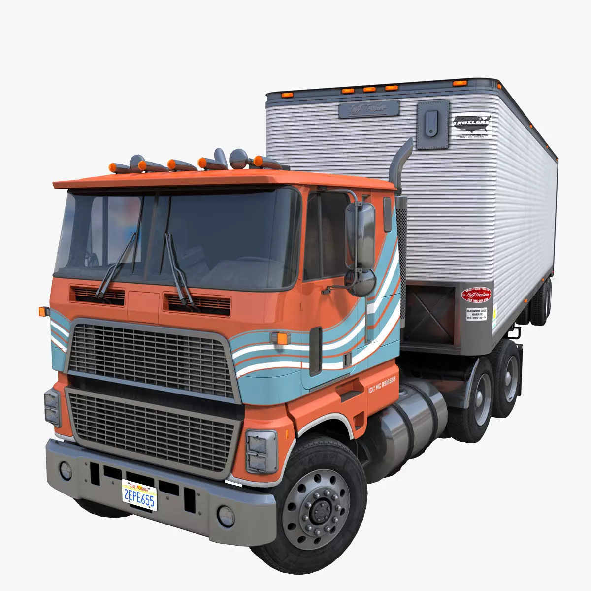 Industrial cabover van trailer Low-poly 3D model