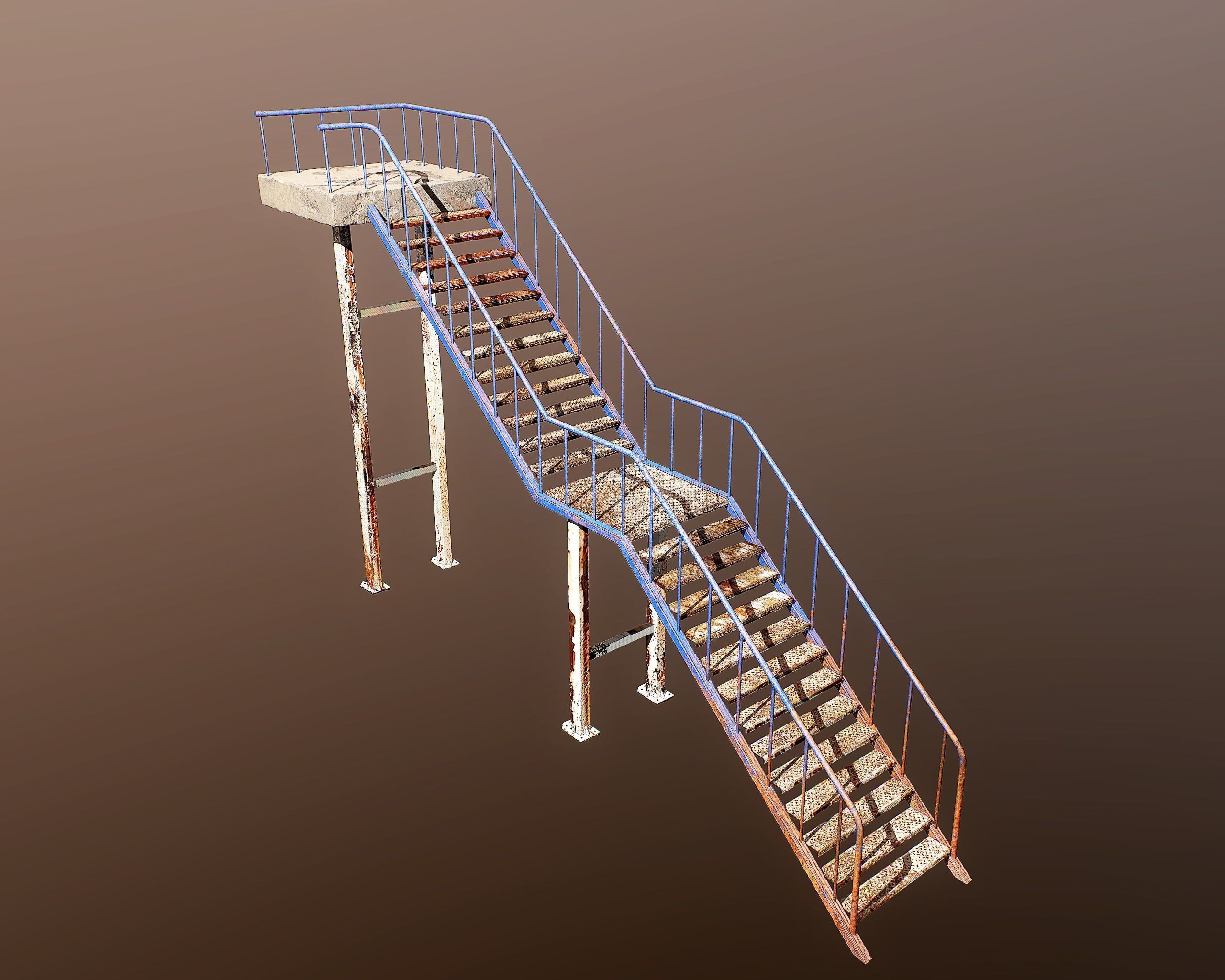 Rusty Iron Stairs PBR Model Low-poly 3D model_2