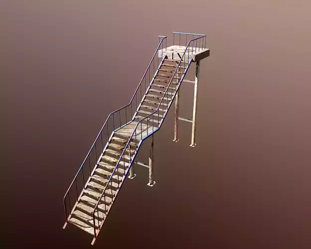 Rusty Iron Stairs PBR Model