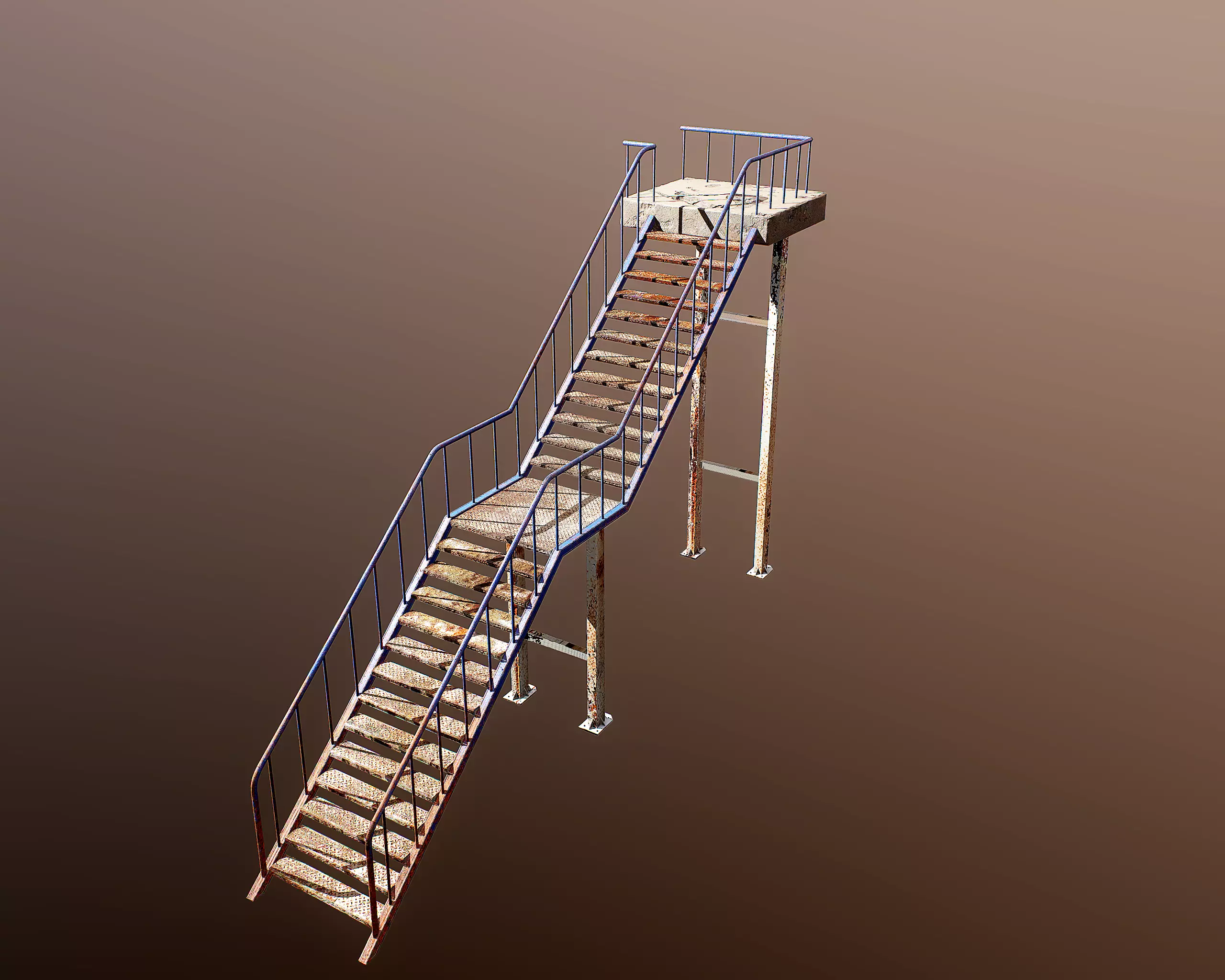 Rusty Iron Stairs PBR Model Low-poly 3D model_0