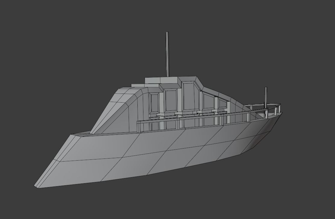 Realistic PBR low poly Yacht Low-poly 3D model boat floating ... Low-poly 3D model_7