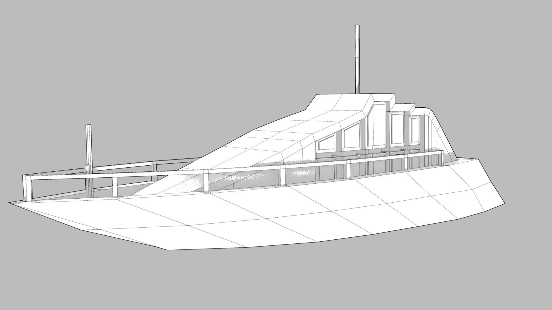 Realistic PBR low poly Yacht Low-poly 3D model boat floating ... Low-poly 3D model_4