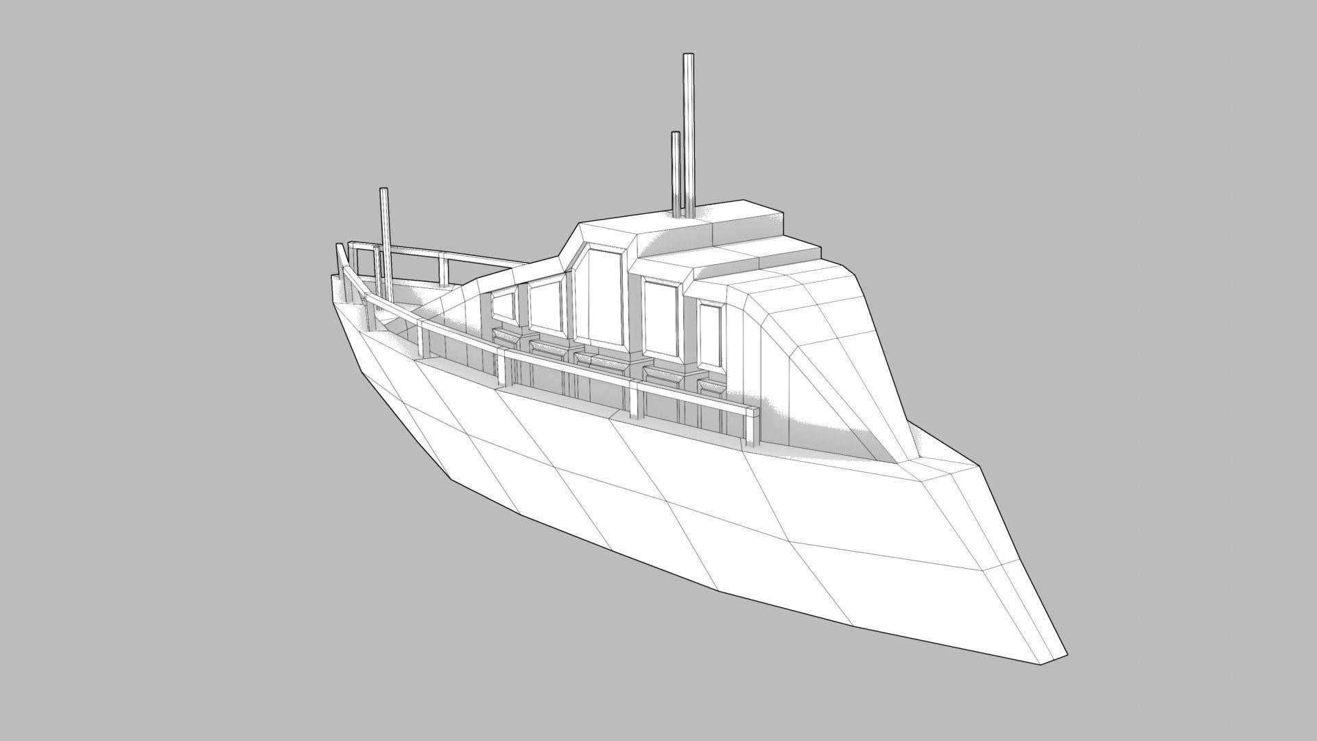 Realistic PBR low poly Yacht Low-poly 3D model boat floating ... Low-poly 3D model_3
