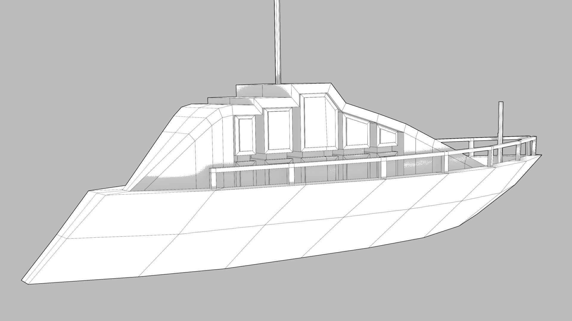 Realistic PBR low poly Yacht Low-poly 3D model boat floating ... Low-poly 3D model_2