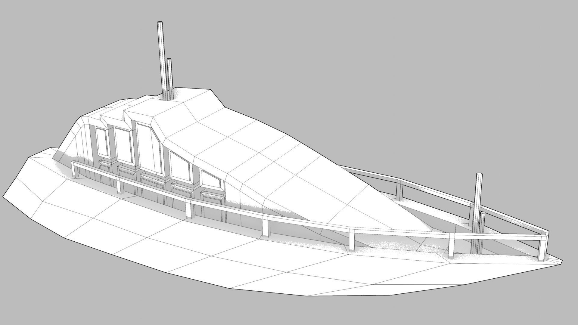 Realistic PBR low poly Yacht Low-poly 3D model boat floating ... Low-poly 3D model_1