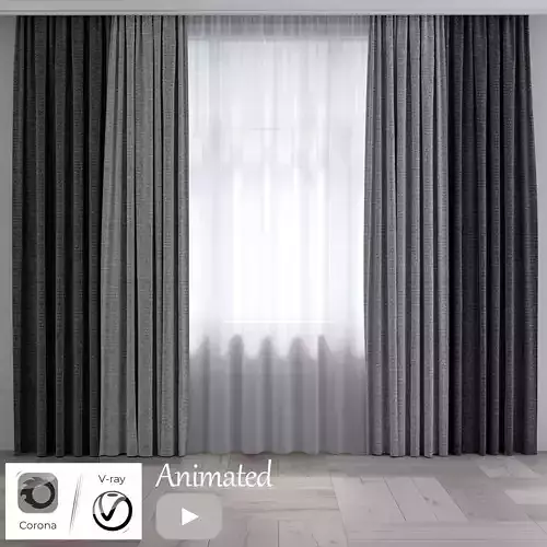 Animated curtain and tulle 1 3D model
