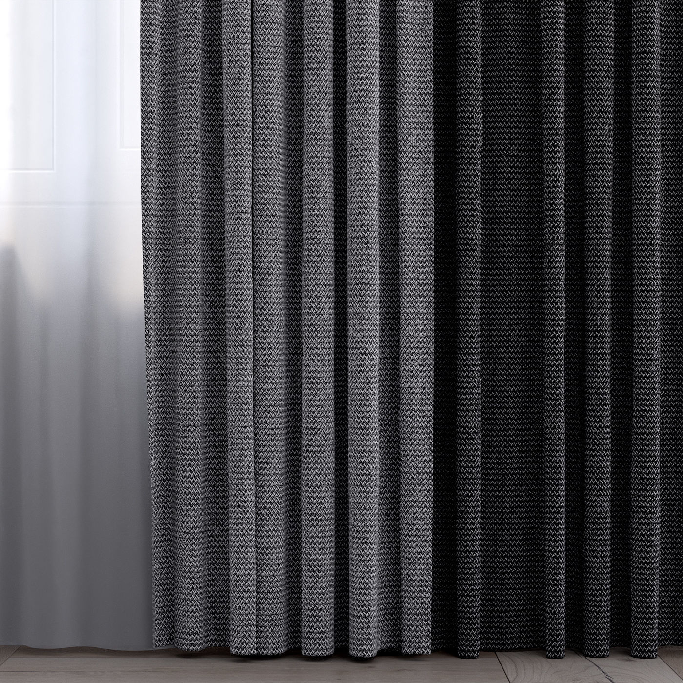 Animated curtain and tulle 1 3D model_2