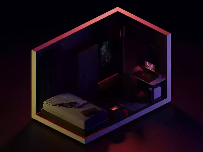 Low Poly Isometric - Bedroom