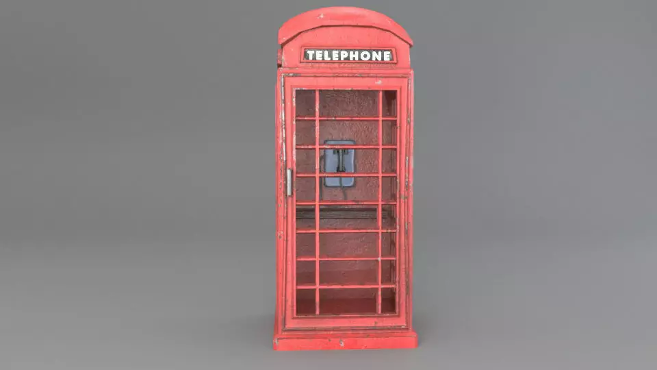 Telephone Booth Low-poly 3D model_0