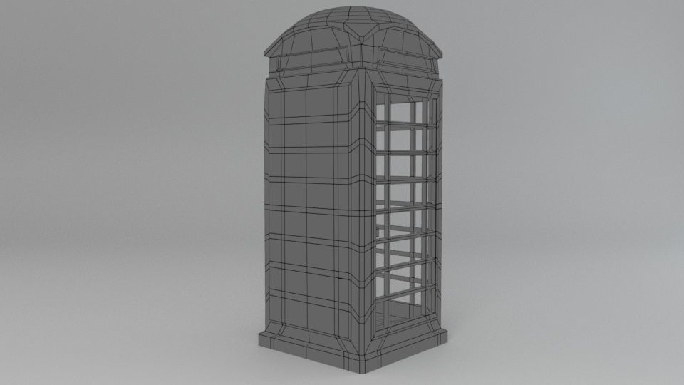 Telephone Booth Low-poly 3D model_5