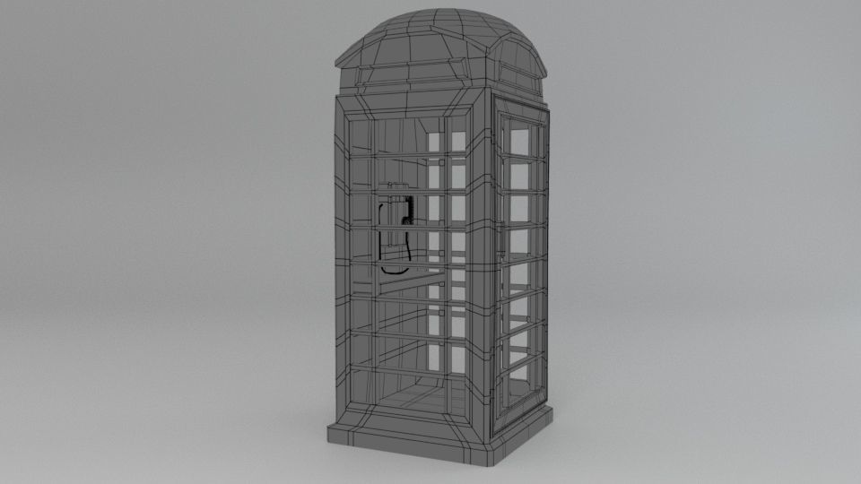Telephone Booth Low-poly 3D model_4
