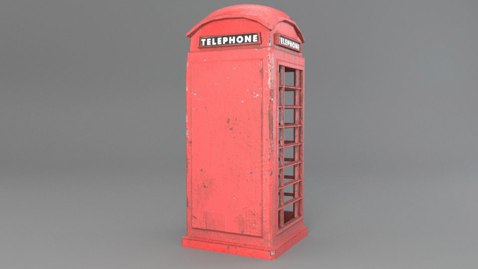 Telephone Booth Low-poly 3D model_2