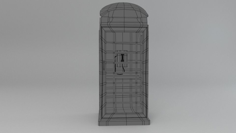 Telephone Booth Low-poly 3D model_3