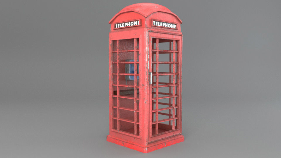Telephone Booth Low-poly 3D model_1