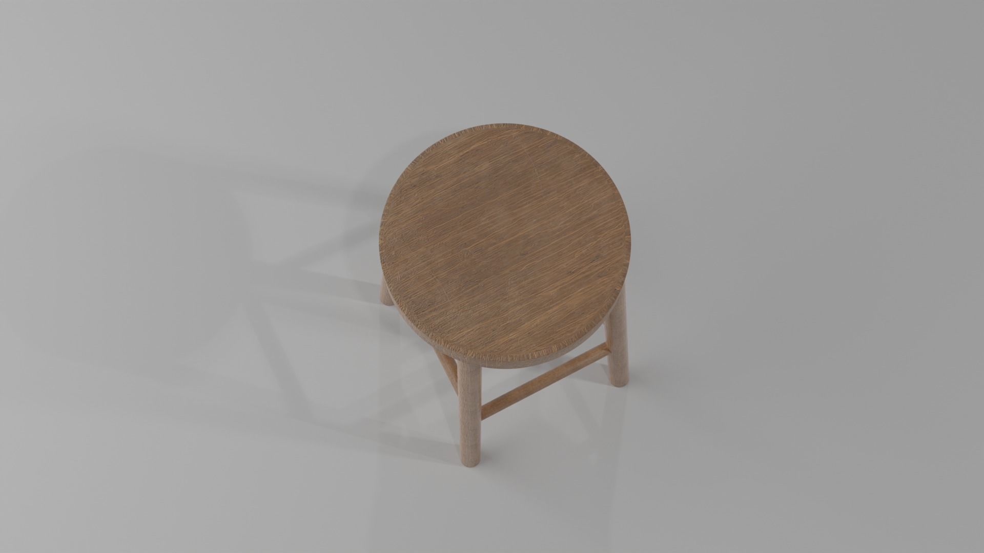 stool wooden Low-poly 3D model_6
