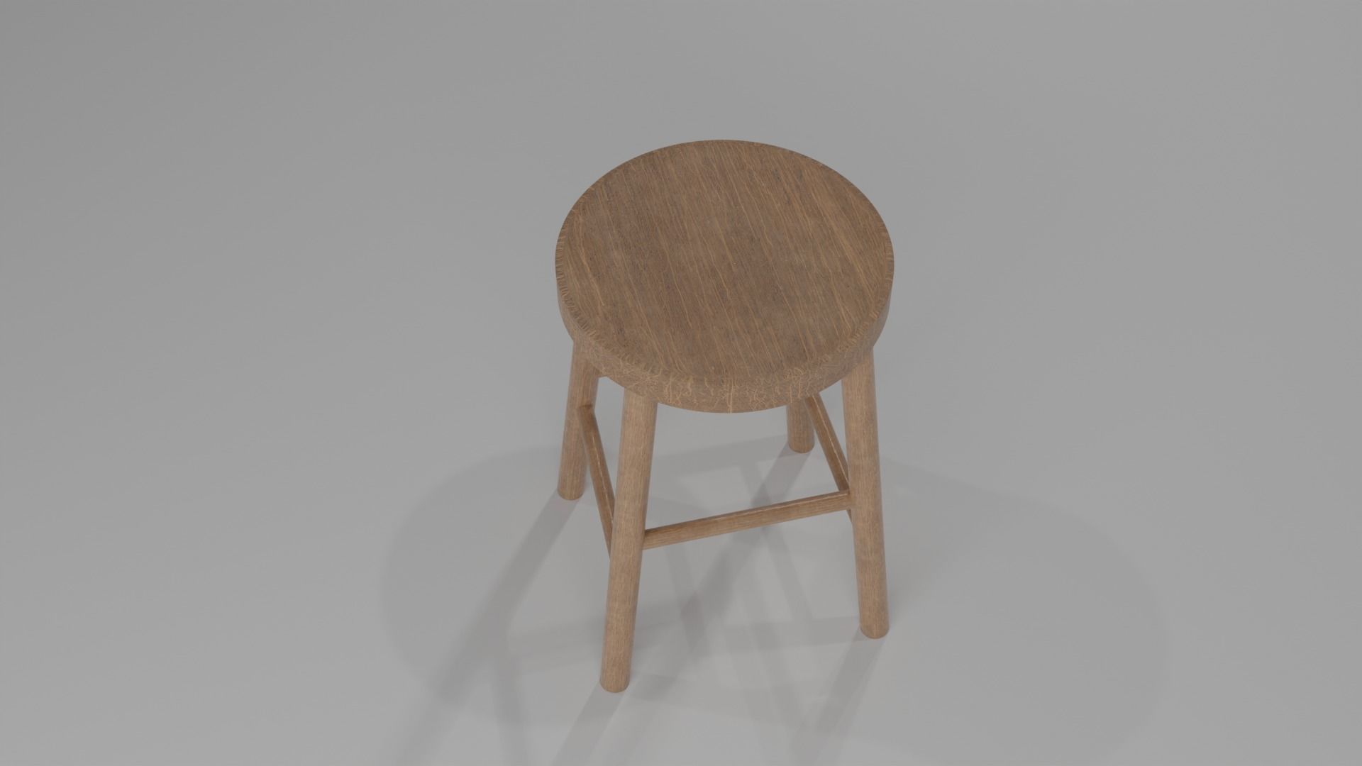 stool wooden Low-poly 3D model_3