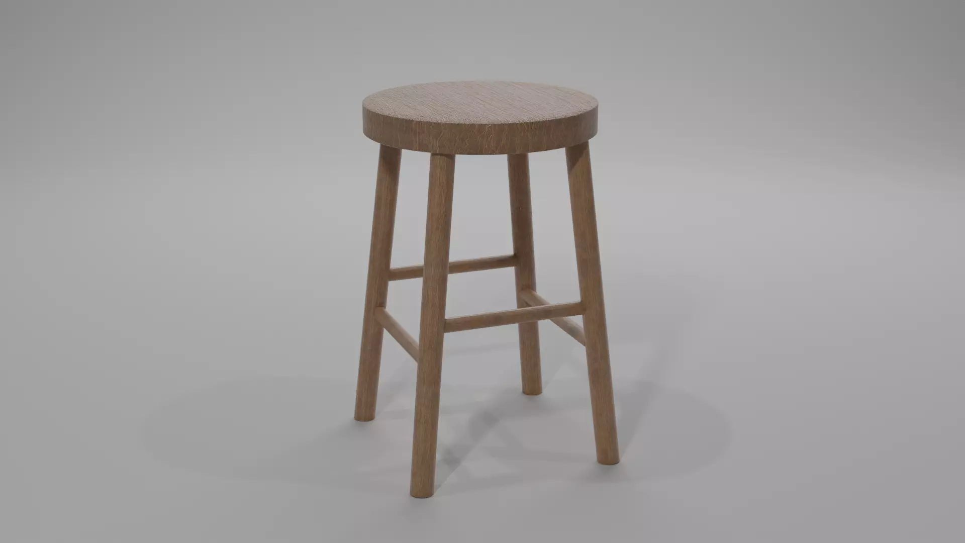 stool wooden Low-poly 3D model_0