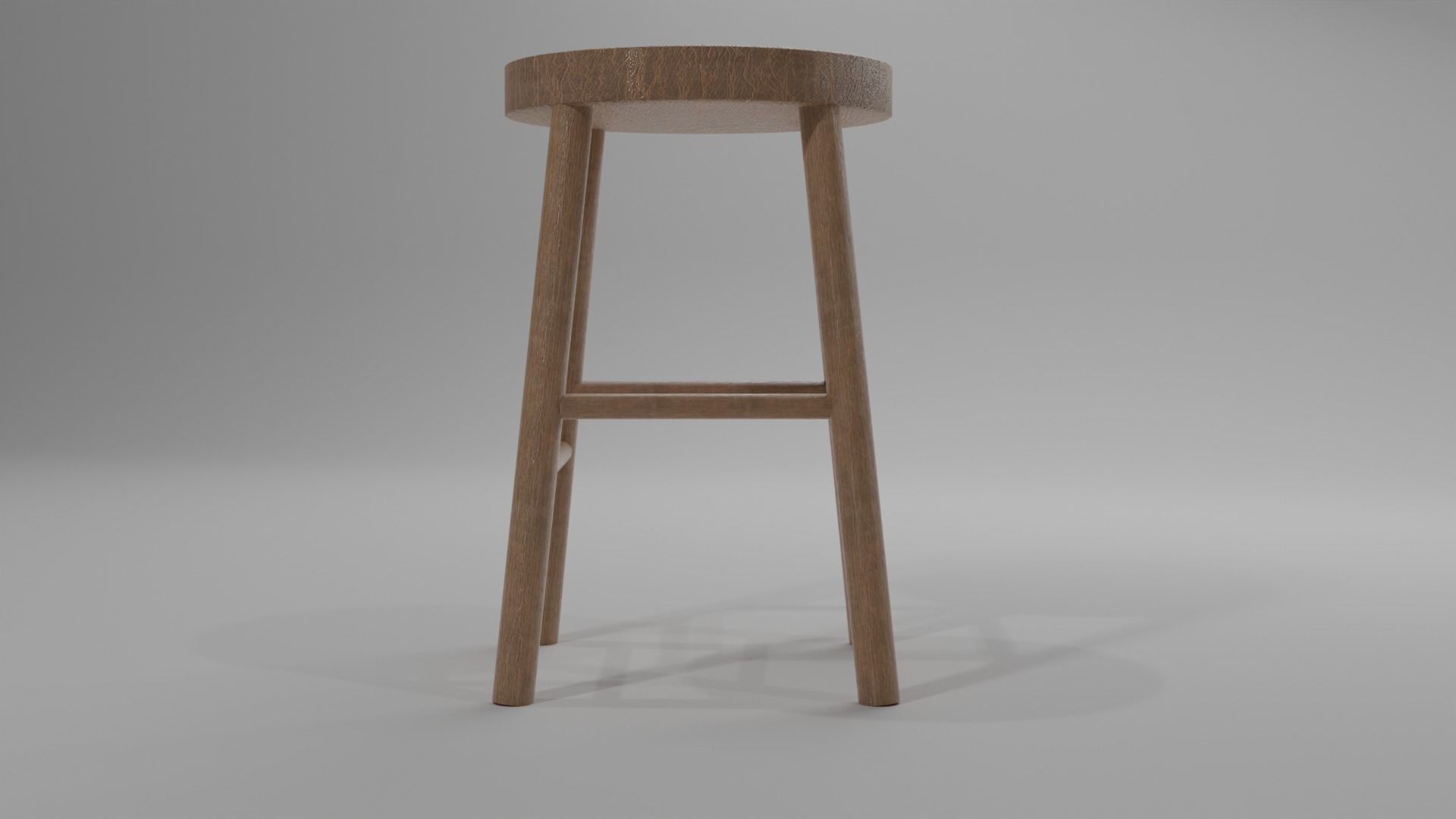 stool wooden Low-poly 3D model_4