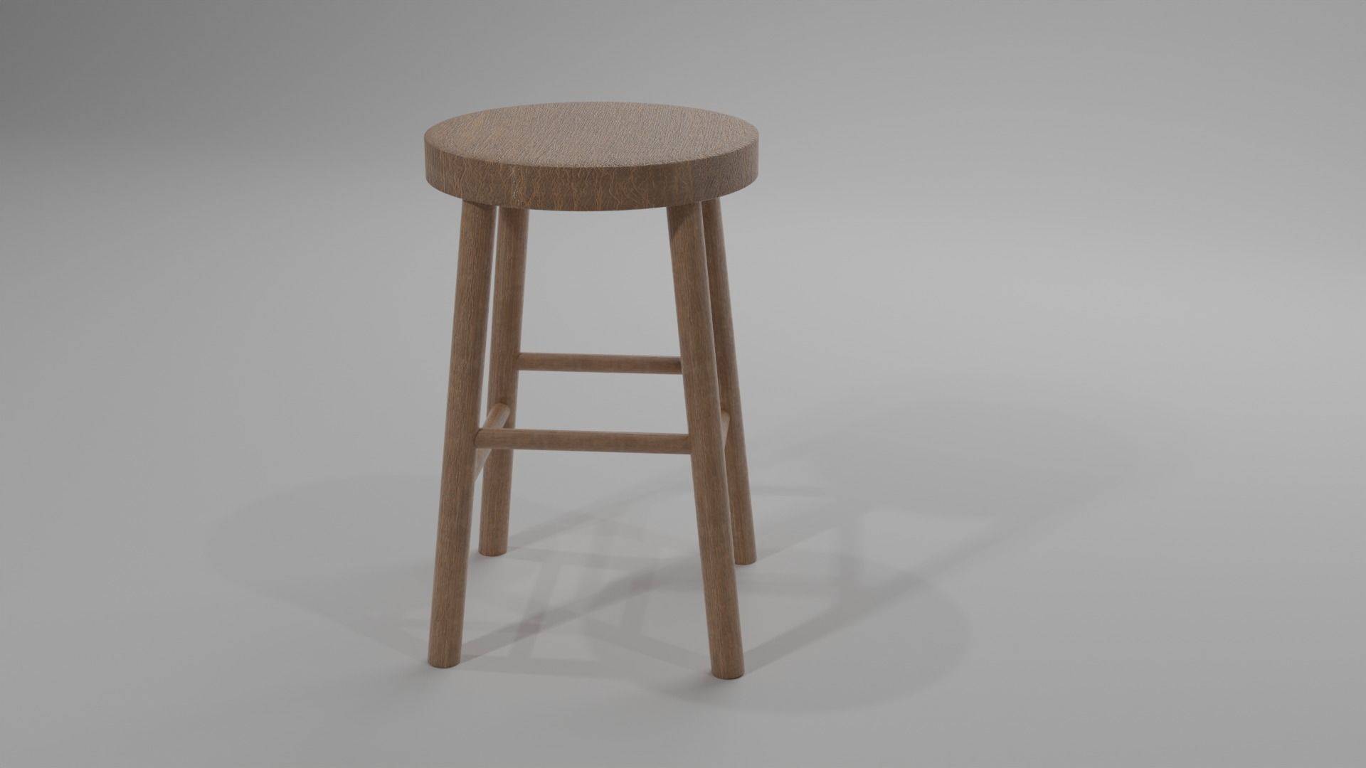 stool wooden Low-poly 3D model_1
