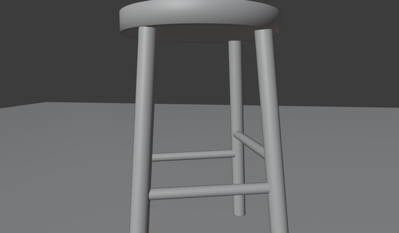 stool wooden Low-poly 3D model_7