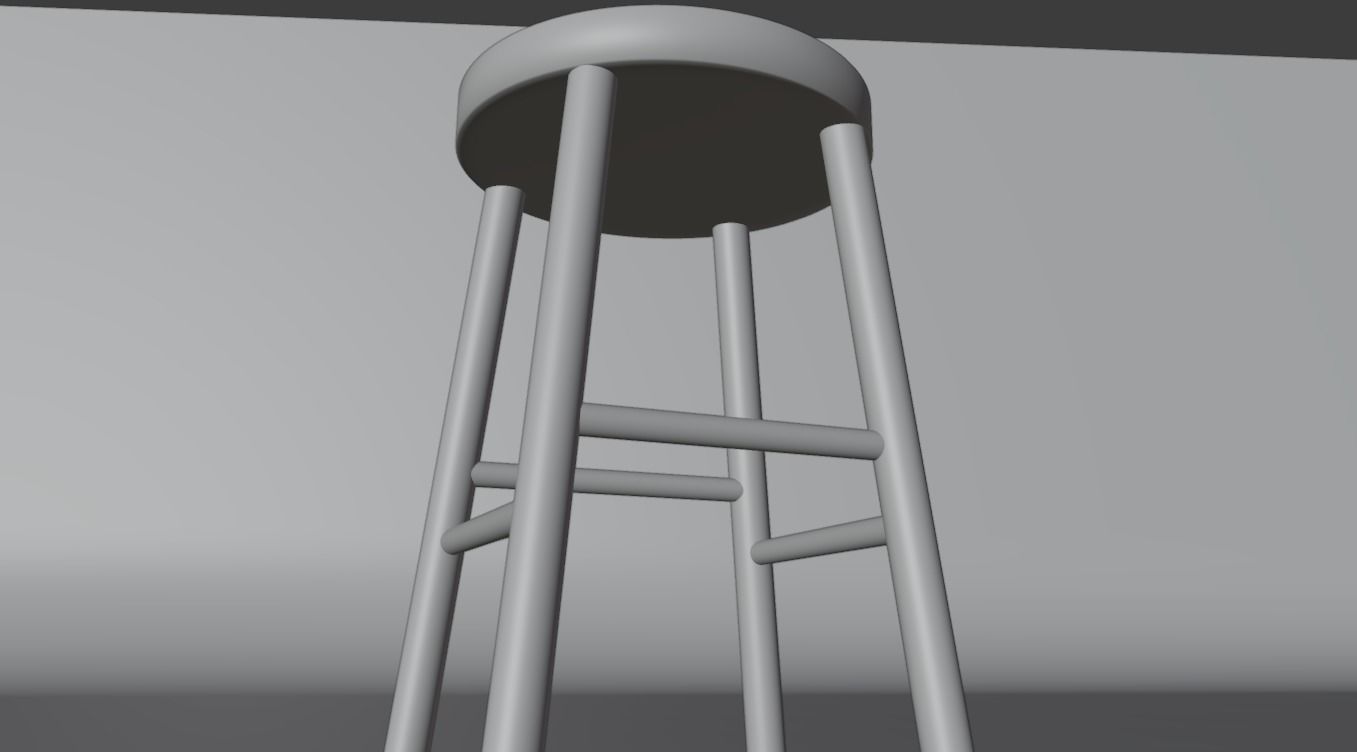 stool wooden Low-poly 3D model_9