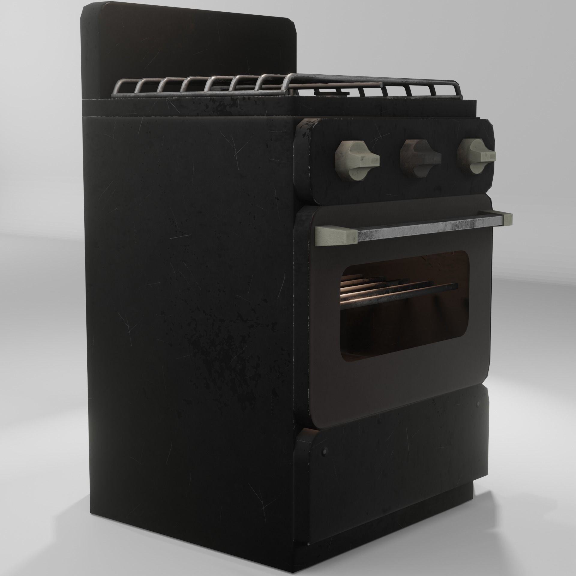 Gas range old post-soviet 2 Burners PBR low-poly game-ready Low-poly 3D model_3