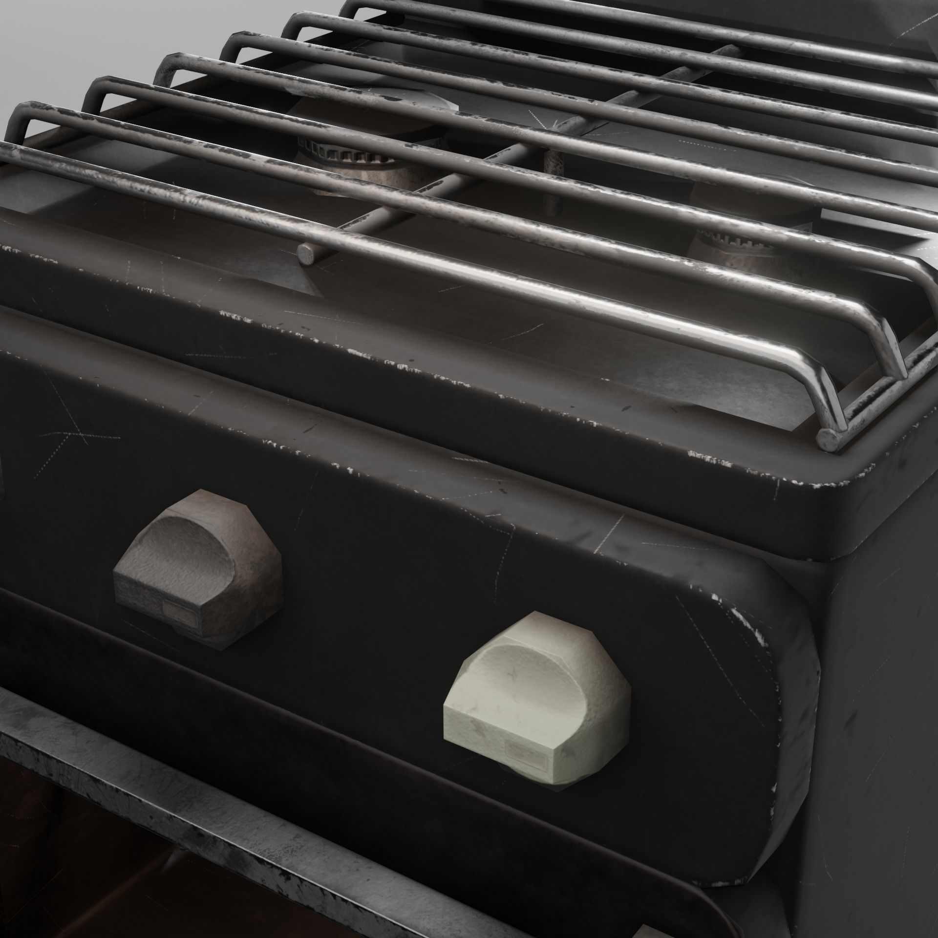 Gas range old post-soviet 2 Burners PBR low-poly game-ready Low-poly 3D model_9