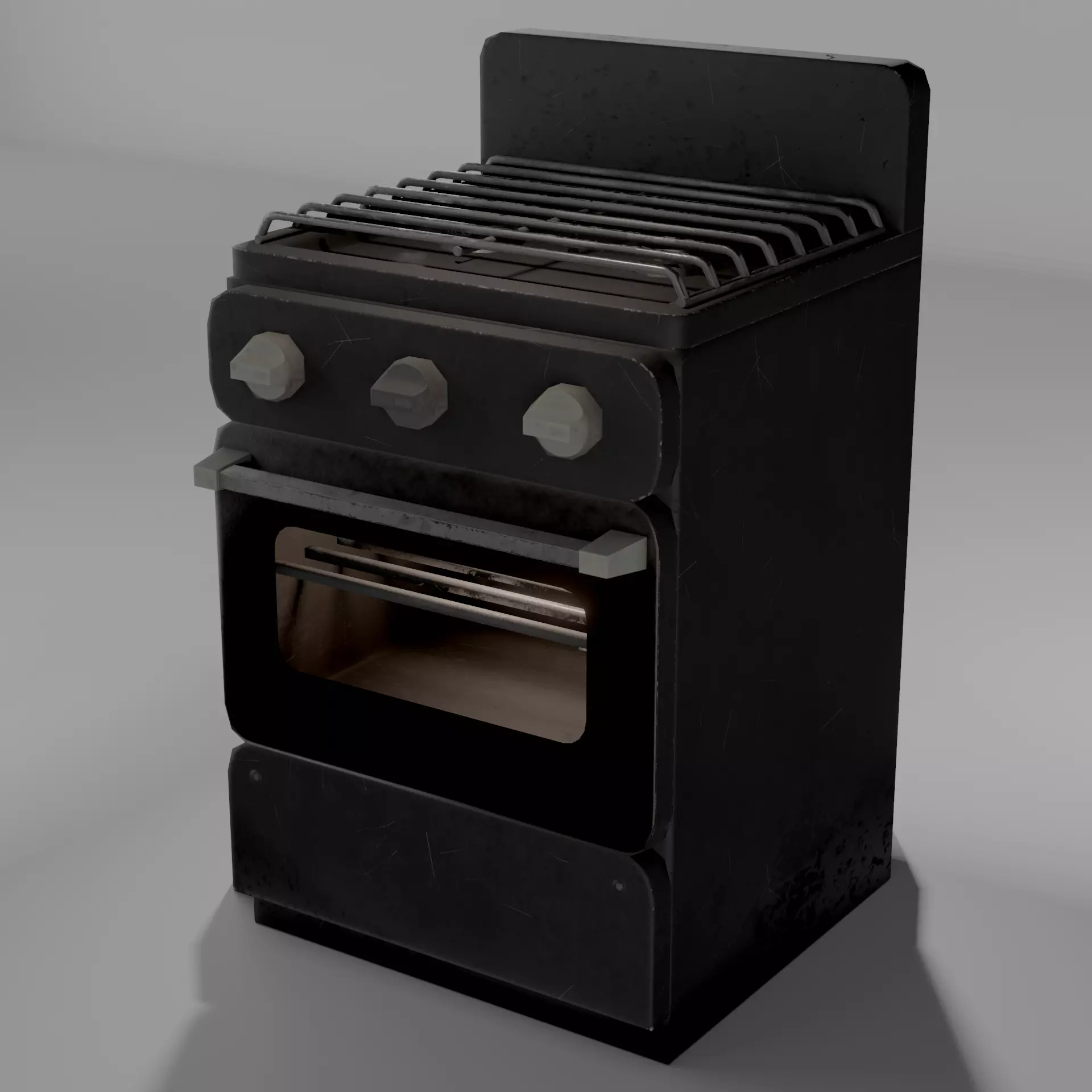 Gas range old post-soviet 2 Burners PBR low-poly game-ready Low-poly 3D model_0
