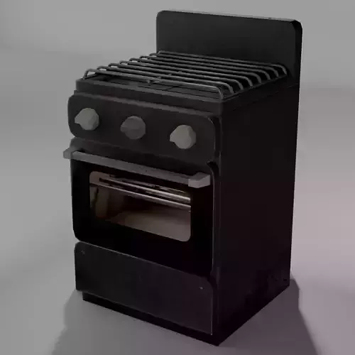 Gas range  old post-soviet  2 Burners  PBR  low-poly  game-ready