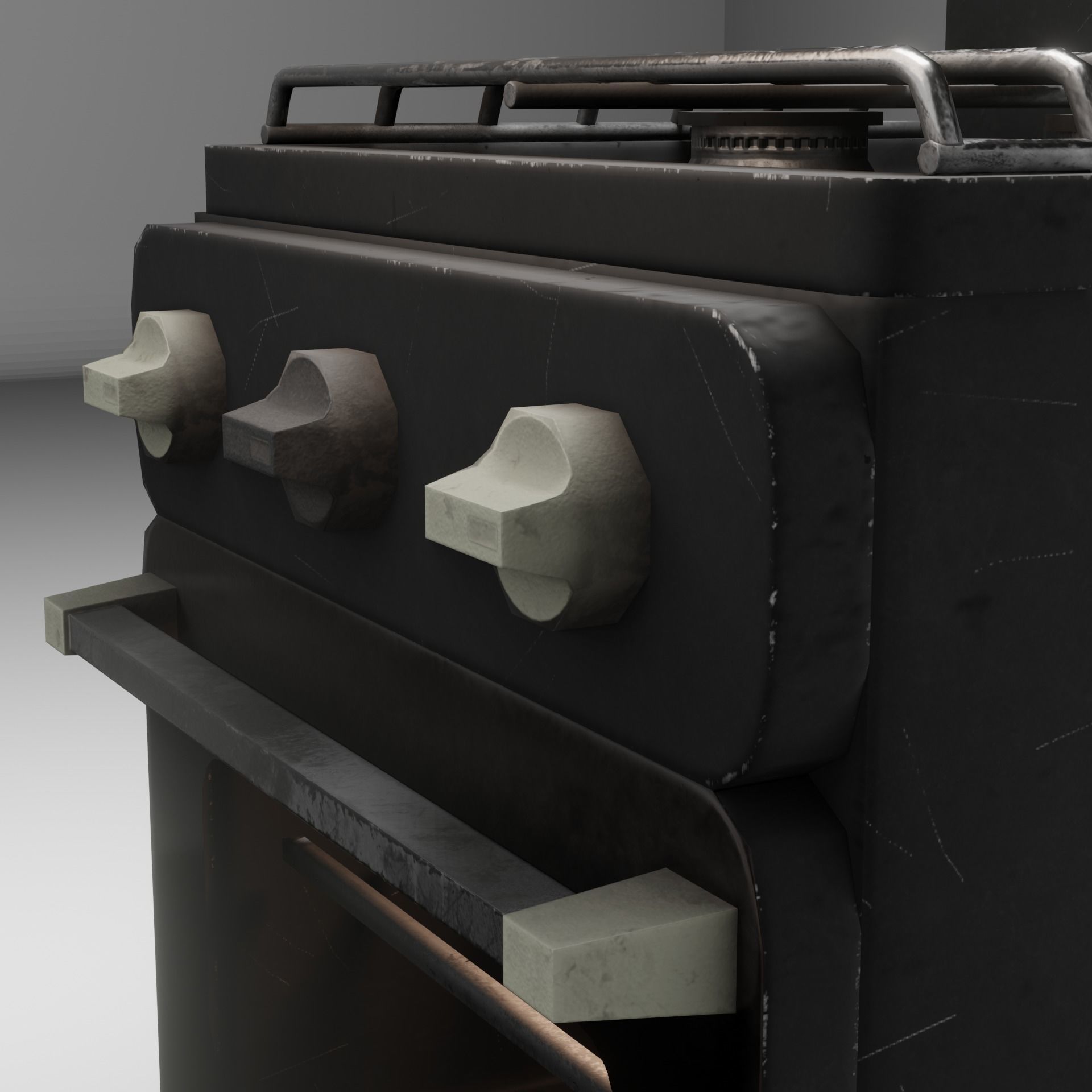 Gas range old post-soviet 2 Burners PBR low-poly game-ready Low-poly 3D model_8
