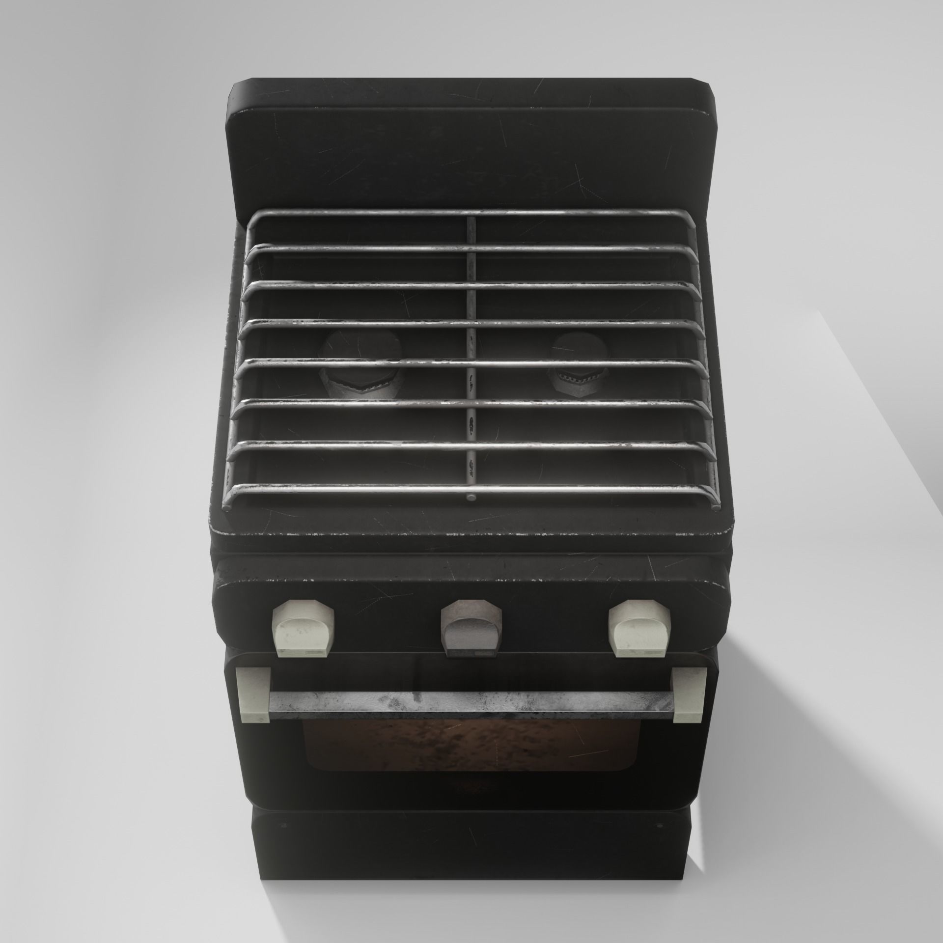 Gas range old post-soviet 2 Burners PBR low-poly game-ready Low-poly 3D model_10